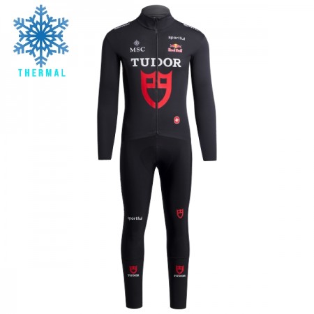 Cykeltøj Langærmet + Bib Cykelbukser Vinter 2026 Tudor Pro Cycling Team Sort Cykeltøj Langærmet + Bib Cykelbukser Vinter 2026 Tudor Pro Cycling Team Sort