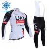 Cykeltøj Langærmet + Bib Cykelbukser Vinter 2026 UAE Team Emirates XRG Hvid