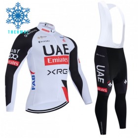 Cykeltøj Langærmet + Bib Cykelbukser Vinter 2026 UAE Team Emirates XRG Hvid
