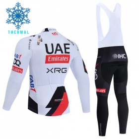 Cykeltøj Langærmet + Bib Cykelbukser Vinter 2026 UAE Team Emirates XRG Hvid
