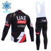Cykeltøj Langærmet + Bib Cykelbukser Vinter 2026 UAE Team Emirates XRG Sort