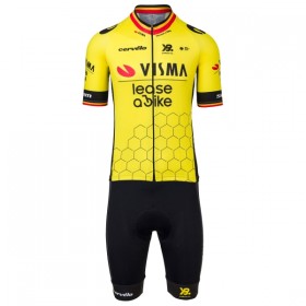 Cykeltøj + Cykelshorts 2025 Visma Lease A Bike Belgisk Mesterskab Gul