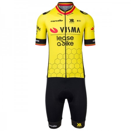 Cykeltøj + Cykelshorts 2025 Visma Lease A Bike Belgisk Mesterskab Gul Cykeltøj + Cykelshorts 2025 Visma Lease A Bike Belgisk Mesterskab Gul
