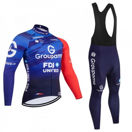 Cykeltøj Langærmet + Bib Cykelbukser 2026 Groupama FDJ Blå Cykeltøj Langærmet + Bib Cykelbukser 2026 Groupama FDJ Blå