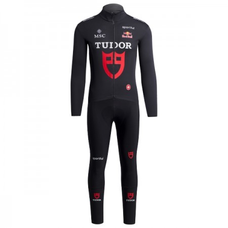 Cykeltøj Langærmet + Bib Cykelbukser 2026 Tudor Pro Cycling Team Sort Cykeltøj Langærmet + Bib Cykelbukser 2026 Tudor Pro Cycling Team Sort