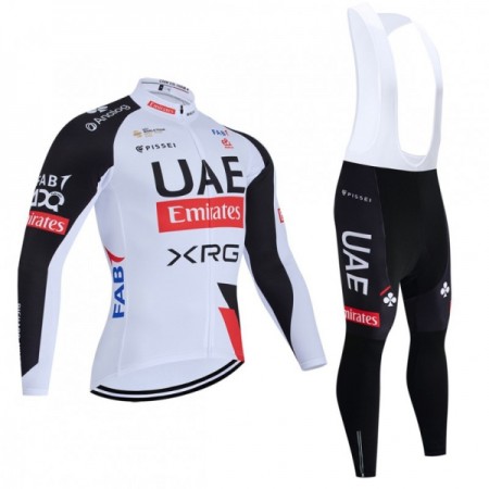 Cykeltøj Langærmet + Bib Cykelbukser 2026 UAE Team Emirates XRG Hvid