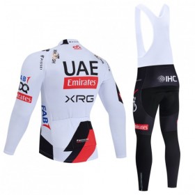 Cykeltøj Langærmet + Bib Cykelbukser 2026 UAE Team Emirates XRG Hvid