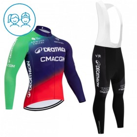 Cykeltøj Langærmet + Bib Cykelbukser Børn 2026 Decathlon CMA CGM Blå