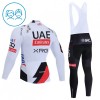 Cykeltøj Langærmet + Bib Cykelbukser Børn 2026 UAE Team Emirates XRG Hvid
