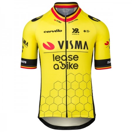 Cykeltrøje 2025 Visma Lease A Bike Belgisk Mesterskab Gul Cykeltrøje 2025 Visma Lease A Bike Belgisk Mesterskab Gul