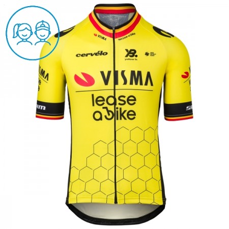 Cykeltrøje Børn 2025 Visma Lease A Bike Belgisk Mesterskab Gul Cykeltrøje Børn 2025 Visma Lease A Bike Belgisk Mesterskab Gul