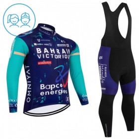 Cykeltøj Langærmet + Bib Cykelbukser Børn 2026 Bahrain Victorious Blå