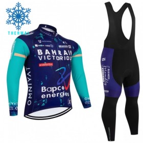 Cykeltøj Langærmet + Bib Cykelbukser Vinter 2026 Bahrain Victorious Blå