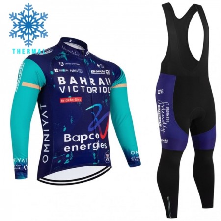 Cykeltøj Langærmet + Bib Cykelbukser Vinter 2026 Bahrain Victorious Blå Cykeltøj Langærmet + Bib Cykelbukser Vinter 2026 Bahrain Victorious Blå