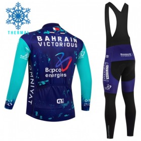 Cykeltøj Langærmet + Bib Cykelbukser Vinter 2026 Bahrain Victorious Blå