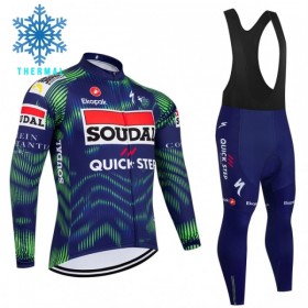 Cykeltøj Langærmet + Bib Cykelbukser Vinter 2026 Soudal Quick Step Blå
