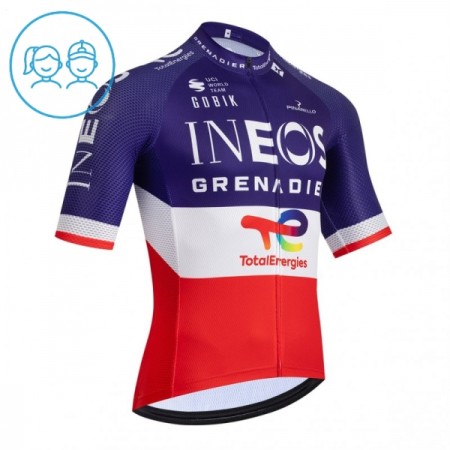 Cykeltrøje Børn 2026 INEOS Grenadiers France Champion Blå Cykeltrøje Børn 2026 INEOS Grenadiers France Champion Blå