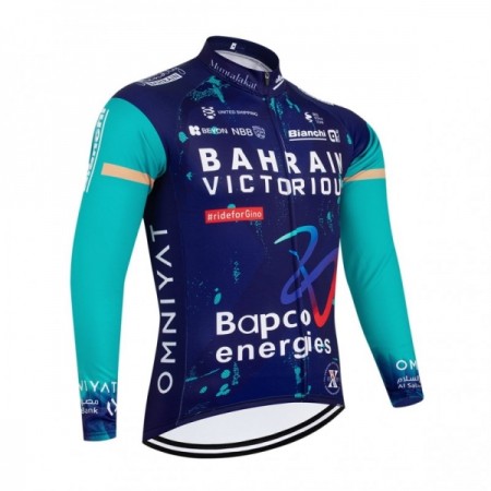 Cykeltrøje Langærmet 2026 Bahrain Victorious Blå Cykeltrøje Langærmet 2026 Bahrain Victorious Blå