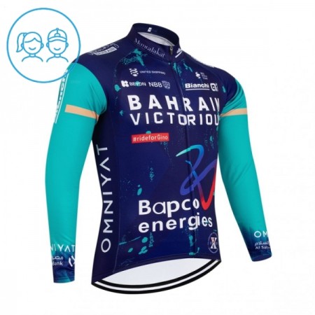 Cykeltrøje Langærmet Børn 2026 Bahrain Victorious Blå Cykeltrøje Langærmet Børn 2026 Bahrain Victorious Blå