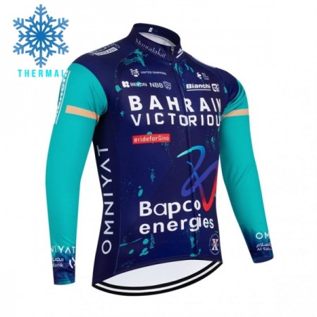 Cykeltrøje Langærmet Vinter 2026 Bahrain Victorious Blå Cykeltrøje Langærmet Vinter 2026 Bahrain Victorious Blå